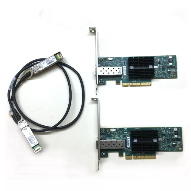 LOT OF 2 MNPA19-XTR 10GB Mellanox ConnectX-2 10Gbe 1m SFP+ Cable Network Card