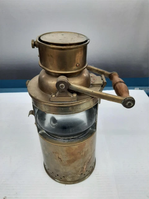 Vintage Antique Brass Nautical Boat Lantern Arthur J Poole Candle Light Shelf I3