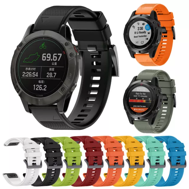 For Garmin Fenix 7X 7 5 5X Plus 3HR 6X 6 Quick Release Silicone Watch Strap Band