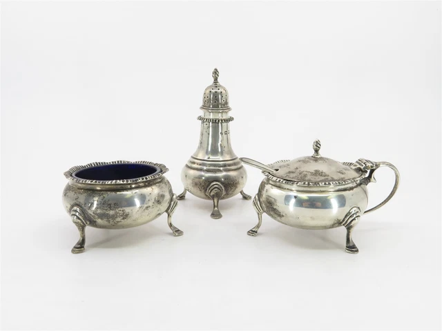 Antique Sterling Silver Condiment Set by London's Edward Barnard & Sons