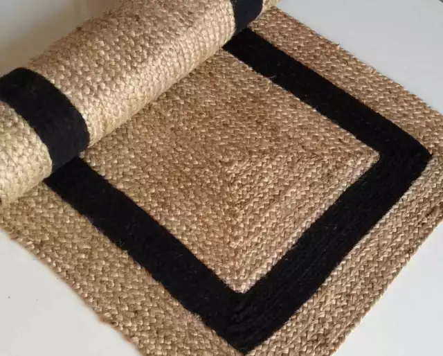 Tapis de couloir 100 % naturel en jute tressé style tapis salon moderne...