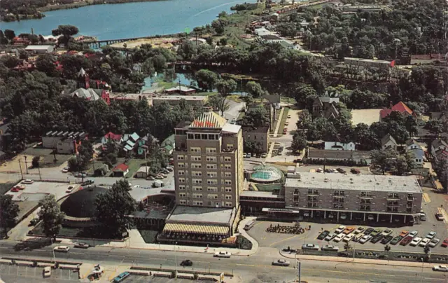 TRAVERSE CITY, MI Michigan  PARK PLACE MOTOR INN~Aerial View POOL DOME  Postcard