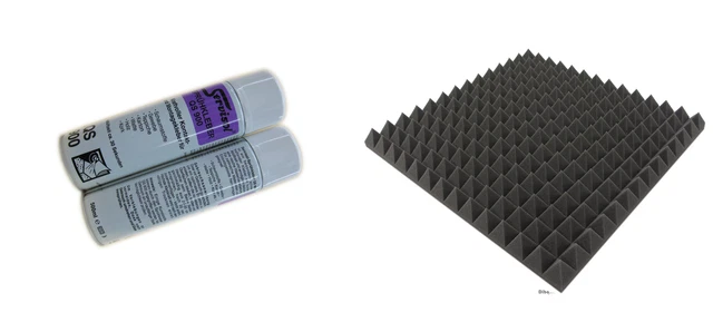 15m ²=60x Plaques Mousse Pyramides Tapis Isolant Isolation + 3x Colle en Aérosol