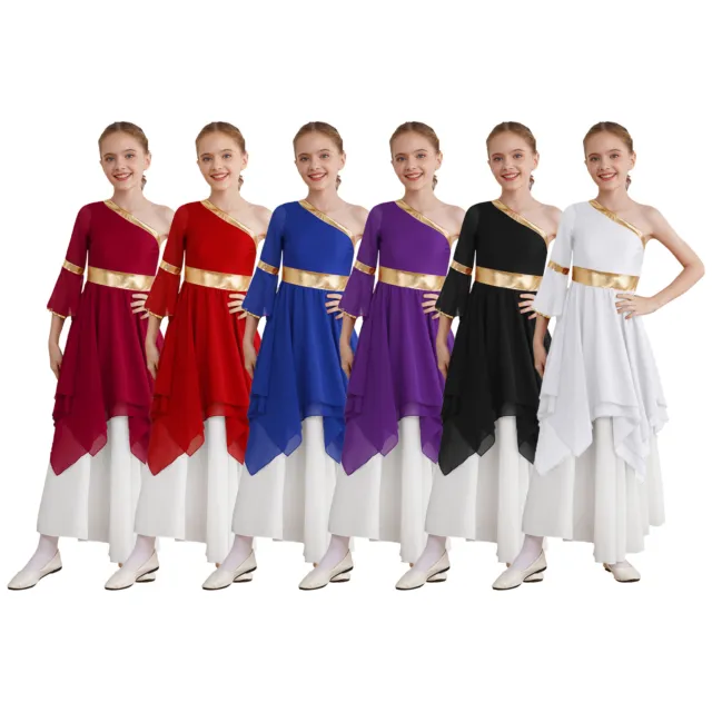 Maxi abito lode bambine lucido abbigliamento da ballo danza bambini decorazioni adolescente 2