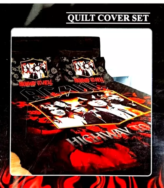 Ac/Dc Highway To Hell King Size Quilt Doona Cover Set Brand New Rare Gift