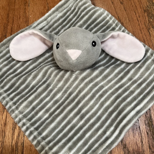 Lila & Jack Lovey Bunny Rabbit Gray White Stripe Baby Security Blanket Pink Ears