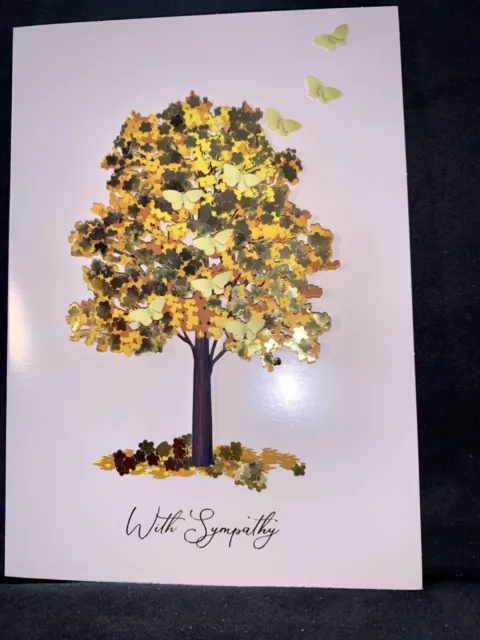 Sympathy Card Beautiful 3D Tree Butterfly and Sentiment by Burgoyne