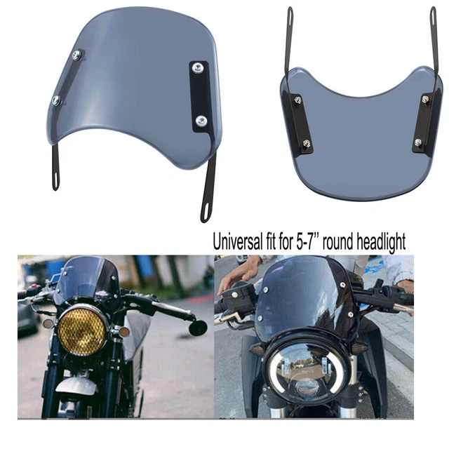 Universal Motorcycle 5-7'' Round Headlight Fairing Windshield Windscreen -Smoke