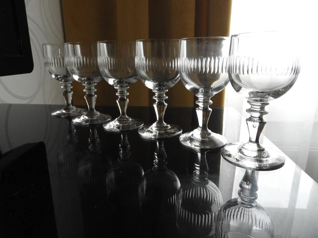 Ancien Service de 6 verres en cristal gravé St Louis Baccarat RENAISSANSE Ballon