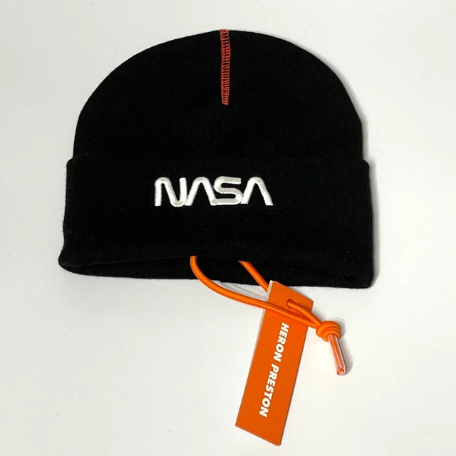 HERON PRESTON Cappello Berretto Cuffia ricamo NASA Nero Uomo Donna Unisex UNICA