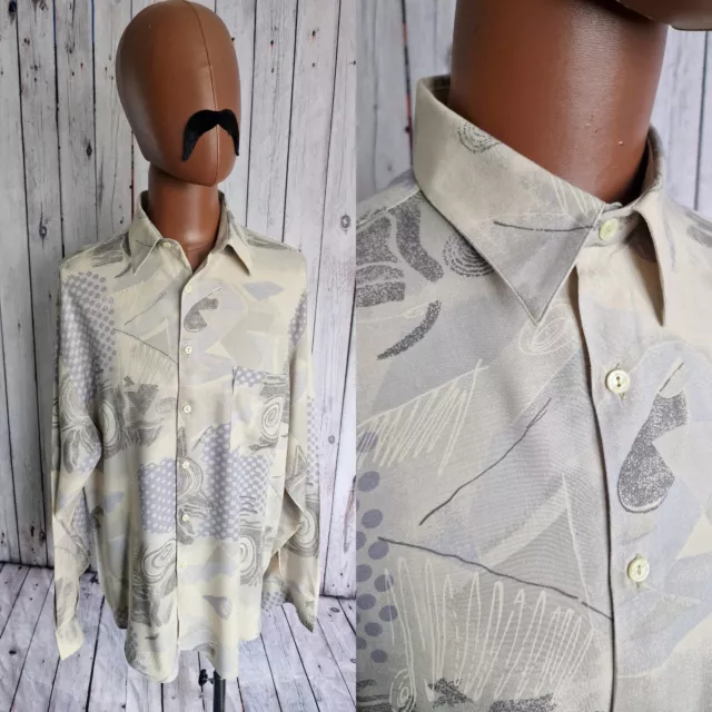 Abstraktes Muster Vintage SHIRT - groß - mehrfarbig Baggy Langarm BZ02