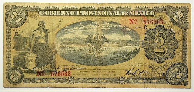 1915 Mexico Gobierno Provisional 2 Pesos Veracruz P1102c #11326