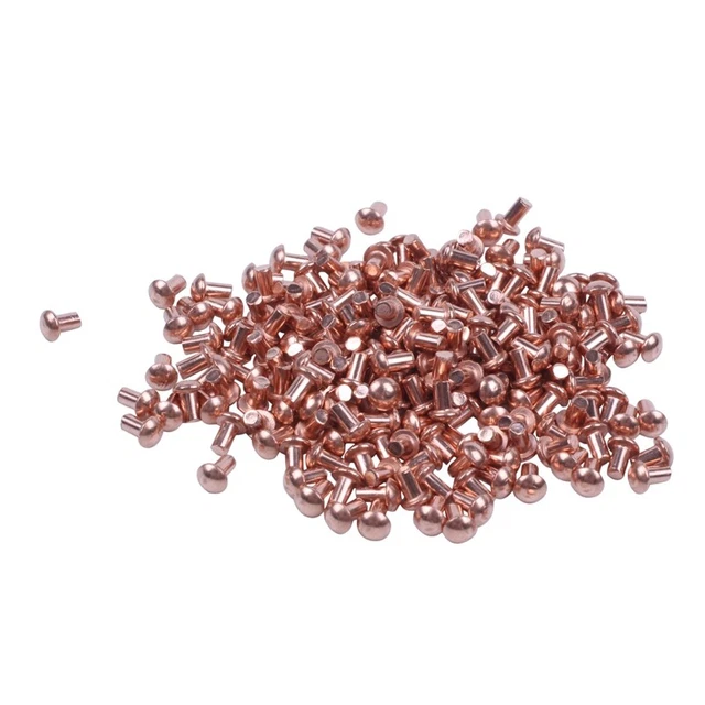 200 pz chiusure rivetti solidi testa rotonda rame 5/64 x 1/8 pollici N8M9