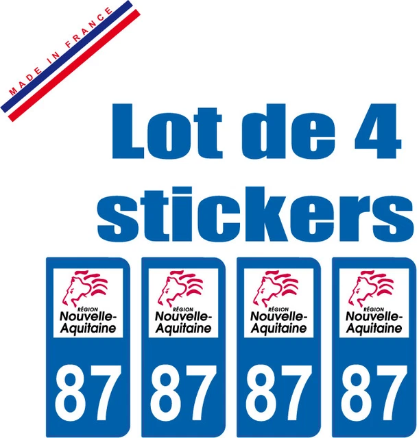 Autocollant Résistant UV Lot De 4 Autocollants Plaque Immatriculation Département 10 Aube - Noir, Angles Arrondis Autocollant Plaque Immatriculation