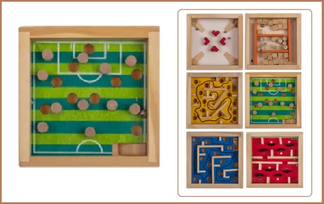 Mini Reisespiele Geschicklichkeitsspiele Holz Retro Labyrinth Grün Fussball
