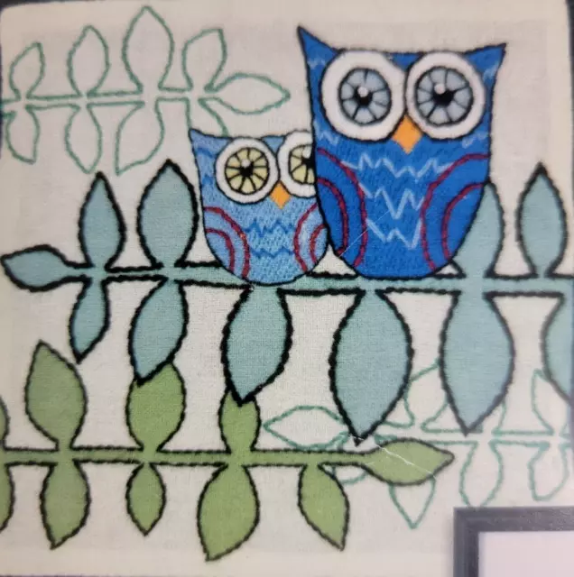 Owl Crewel Kit Dimensions Branch Blue Green Embroidery 10" Pillow Decor Vtg