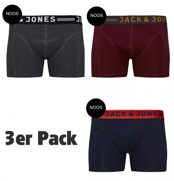 JACK & JONES Confezione Da 3 Boxer JACSENSE COLORE Mutande Trunks