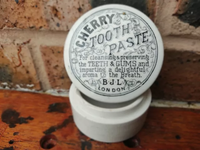 A  Great   London   Cherry  Tooth   Paste   Pot   Lid   +  Base   Circa   1890