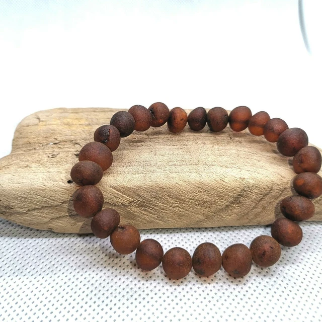 Hommes Femmes Cognac Ambre Perle Bracelet Naturel Baltique Perles Stretch...