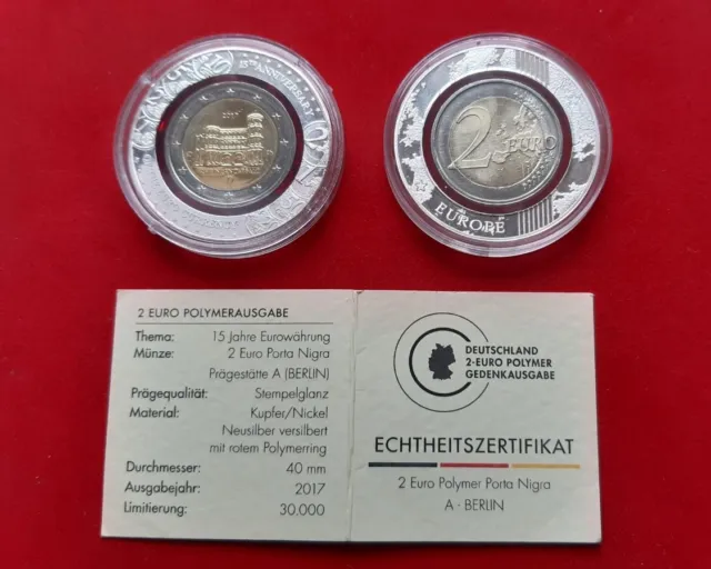 2 x 2 EURO * 2 € Gedenkmünzen 2017 *  Porta Nigra  Deutschland A Polymer Gedenk