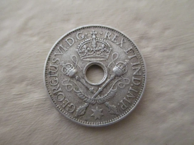 1945 New Guinea One Shilling Silver Coin King George VI