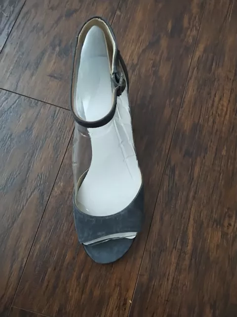 Sam Edelman Susie Dark Grey Suede Heeled  Strap Sandals Size 8