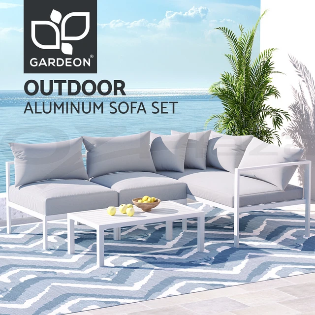 Gardeon 4 Seater Aluminium Outdoor Sofa Set Lounge Setting Table Chair Furniture