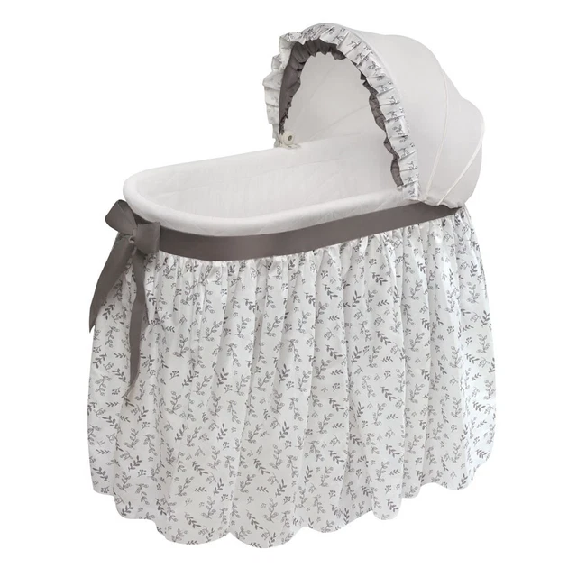 Wishes Oval Bassinet - Full Length Skirt - Gray, Leaf