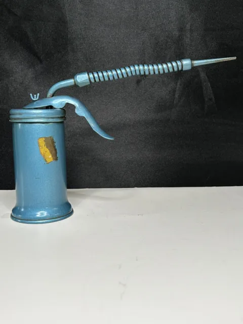 Vintage Eagle Blue Flex Spout Finger Pump Oiler Can