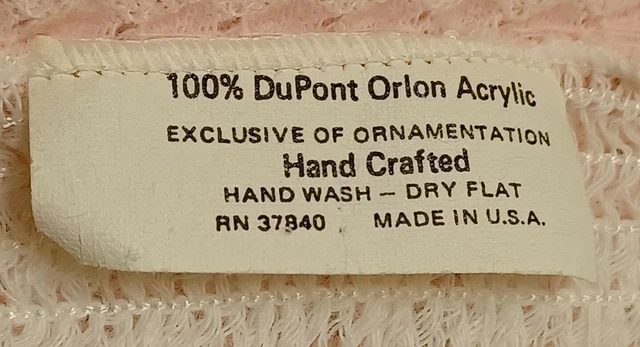 DUPONT VTG PINK Christening Blanket Hand Crafted Baby Orlon Acrylic ...