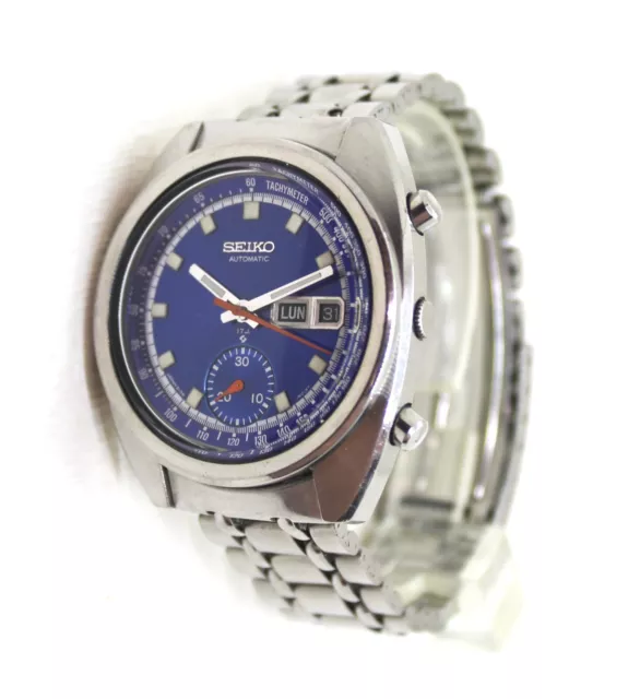 Orologio Automatico Seiko Crono in Acciaio con Data e Giorno - Quadrante Blu