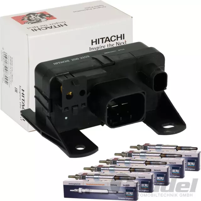 HITACHI STEUERGERÄT GLÜHZEIT+ 5x BERU GLÜHKERZEN für MERCEDES E-KLASSE W210/211