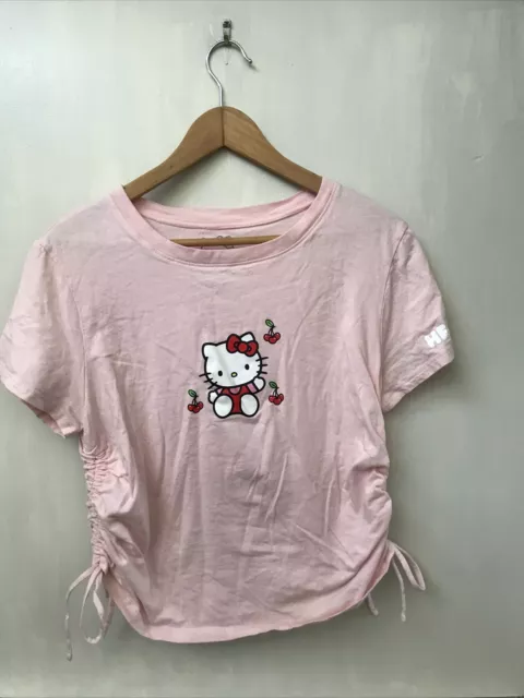 Hello Kitty Womens Pink Short Sleeve Top Side Ties Size XL