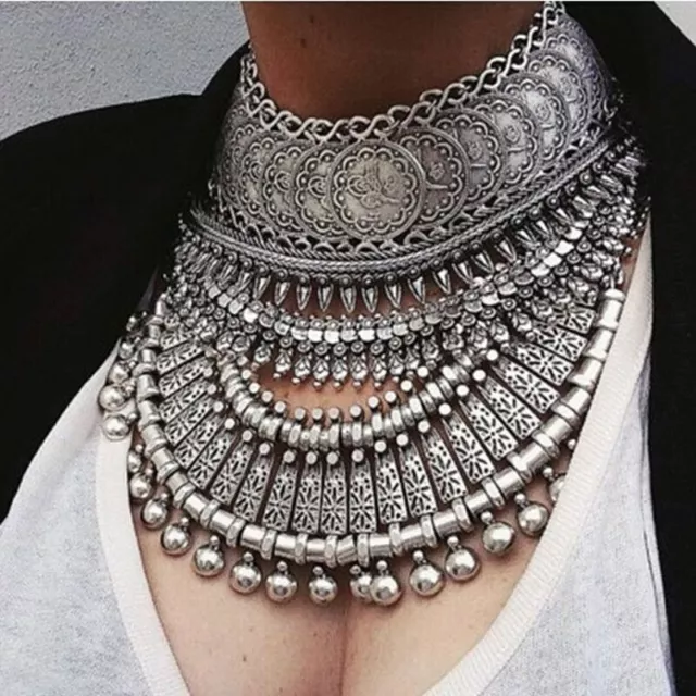 Collar Coin Necklace & Pendant Vintage Crystal Choker Boho Big Fashion Jewellery