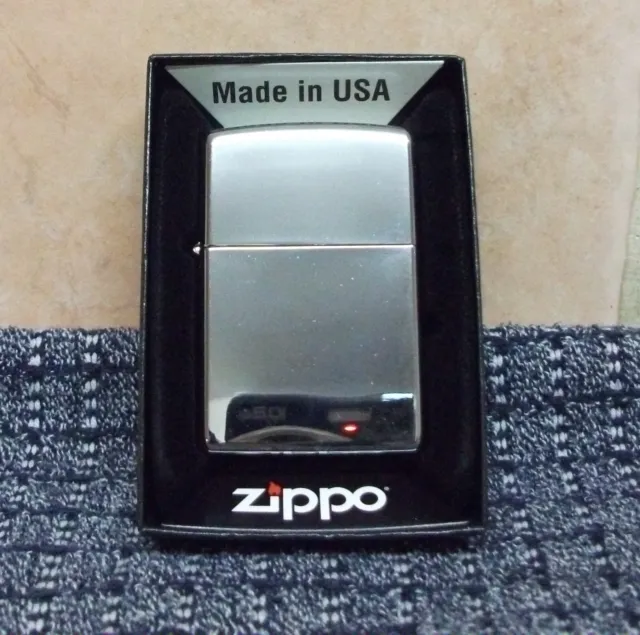 Zippo - Brand New - Polished Chrome - Windproof Petrol Lighter - Standard Size