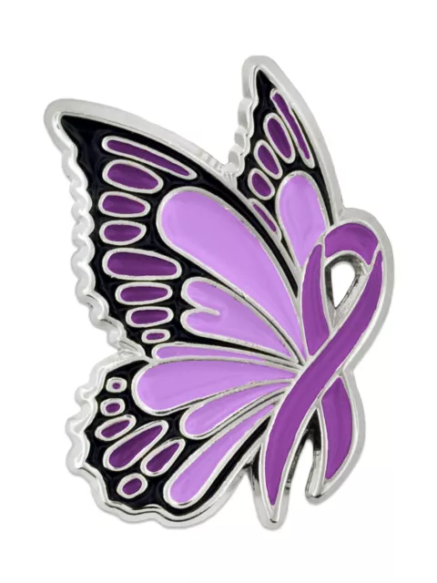 PinMart's Domestic Violence Awareness Butterfly Purple Ribbon Enamel Lapel Pin