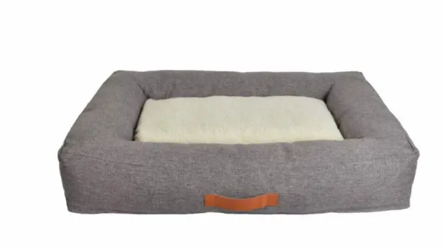 Boots & Barkley Rectangular Bolster Faux Linen Dog Bed