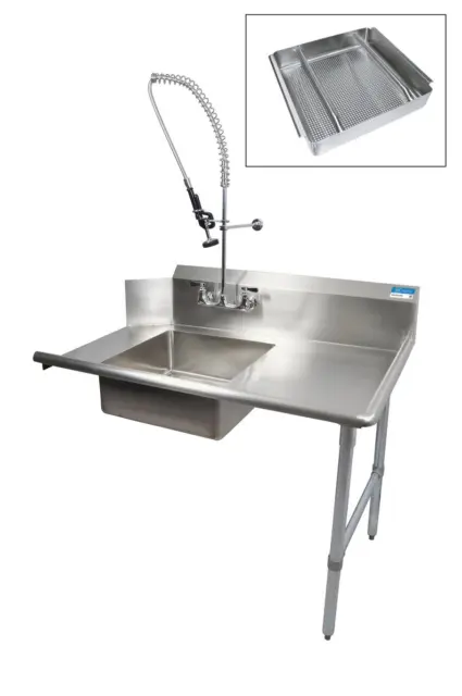 BK Resources 60" Soiled Dishtable Right w/ Pre-Rinse Faucet & Basket