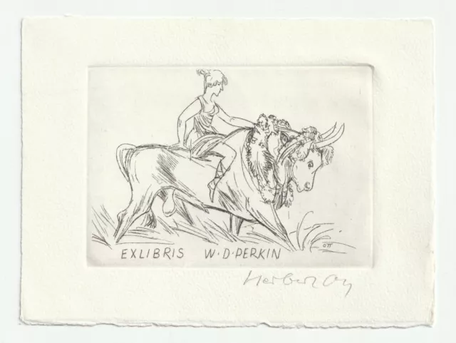 HERBERT OTT: Exlibris für W. D. Perkin, "Europa auf dem Stier"