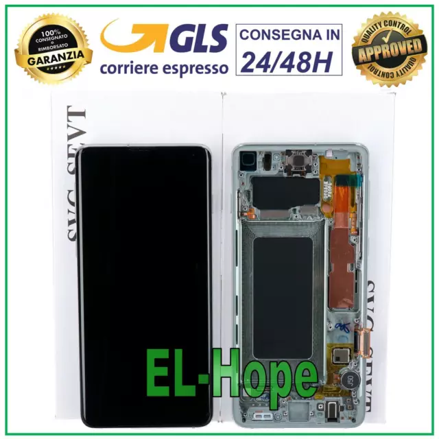 Display Lcd Originale Samsung Galaxy S10 Sm-G973F Touch Screen Prism Green Verde