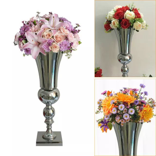 Large  Luxury Stunning Iron Urn Silver Flower Vase Wedding Table Decor 50cm