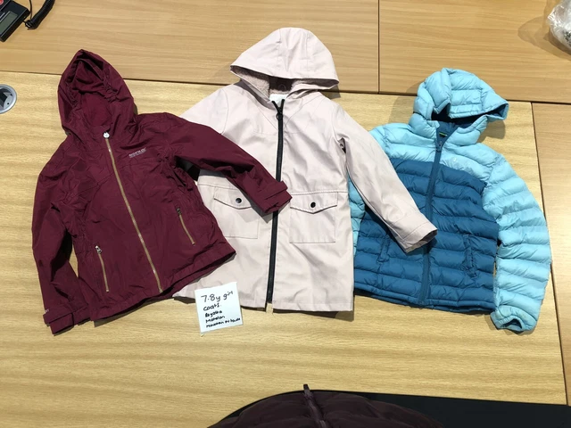 girls age 7-8 years winter coats bundle X3 regatta mountain warehouse green pink