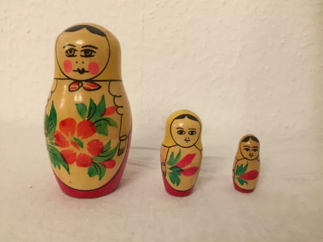 SET - 3 Stück russische Babuschka Matroschka Matrjoschka Matruschka Holzpuppen