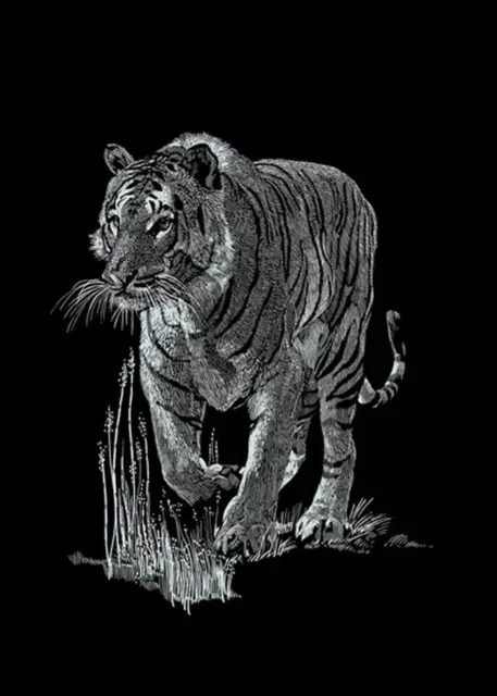 Tiger - Mammut Kratzbild Silber ohne Rahmen Scraper Kratzbilder