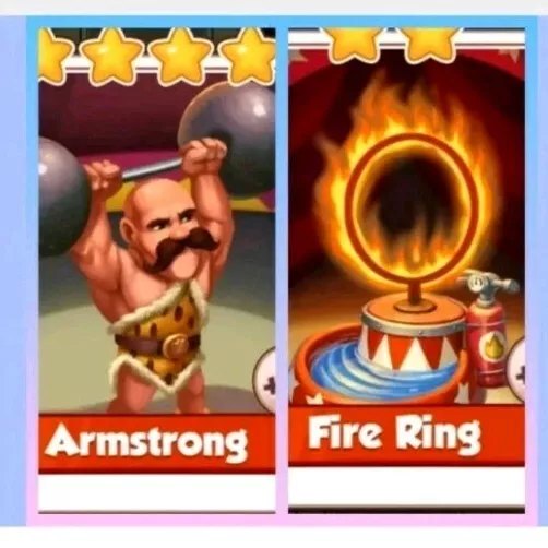 1 Fire ring & 1 Armstrong. Coin Master cards. Get cards IMMEDIATELY