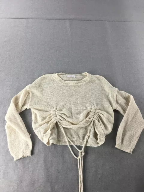 Rumor Womens Knit Sweater Size XS/S Cream Beige Cropped Pullover Jumper