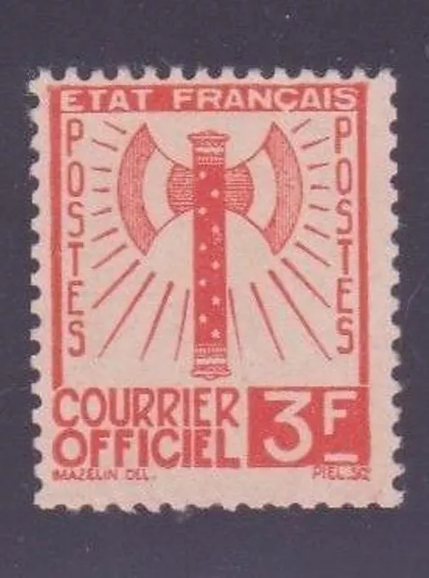 FRANCE STAMP TIMBRE DE SERVICE YVERT N° 10 " FRANCISQUE 3F ORANGE " NEUF xx TTB