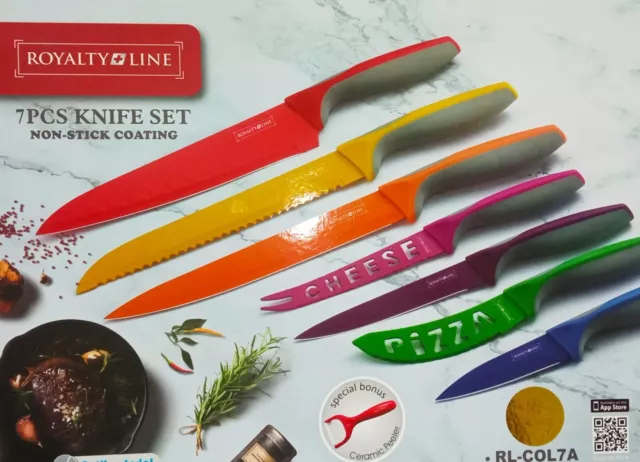 Coltelli cucina set 8 pezzi Royalty Line taglienti professionali indistruttibili