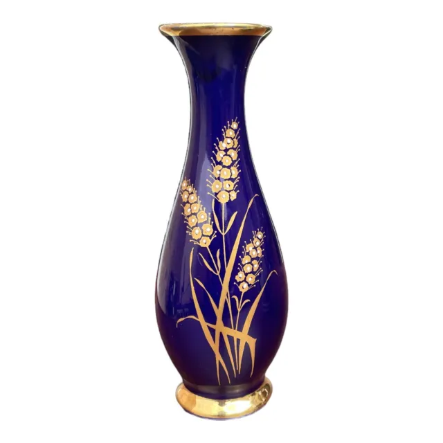 Royal Porzellan Vase Bavaria KPM Germany Handarbeit Echt Cobalt Mini Moriage Vtg