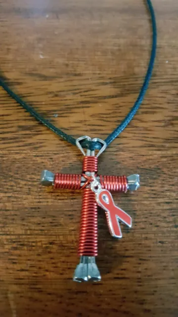 Awareness Ribbon Red Horseshoe Nail Cross Necklace Buy 4 Get 1 FREE!!